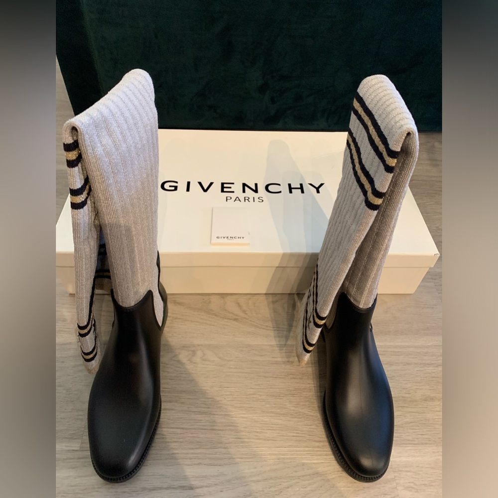 GIVENCHY Storm Knit Over the Knee Rain Boots - Pre-loved